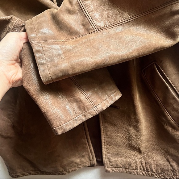 Vintage MIX leather ranch oversized jacket Sz L - Picture 6 of 14